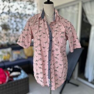 Vintage Pink Dinosaur Pattern Shirt